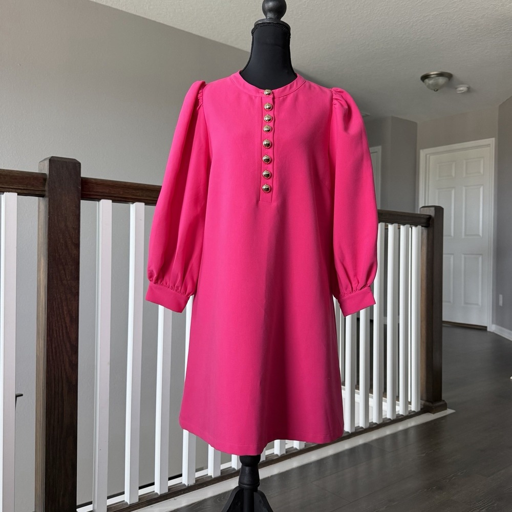 Pomander Place Tuckernuck Cerise Pink Samantha Puff Sleeve Mini Dress Large